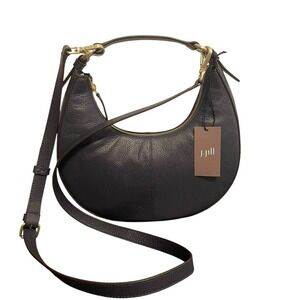 J. Jill Navy Pebbled Leather Crescent Hobo Crossbody Bag NEW
